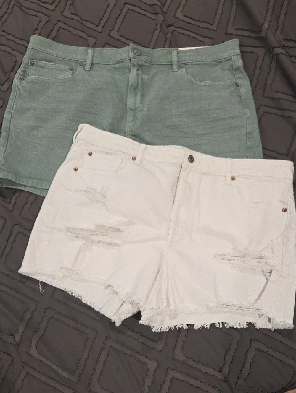 Two Pairs American Eagle Outfitters White Distressed Denim And Green Denim